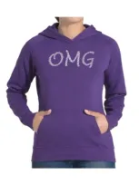 La Pop Art Women's Word Art Hooded Sweatshirt -omg In Purple