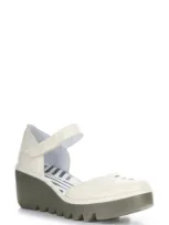 Fly London Biso Wedge Pump In Off White Bridle