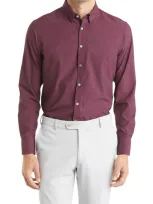 Mizzen + Main Leeward Polka Dot Button-up Shirt In Plum Gray Dot Print