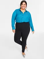 On 34th Plus Size Ponte Skinny Leggings, Regular And Short Lengths, Created For Macy's In Deep Black