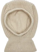 Inverni Ribbed Cashmere Balaclava In Cream