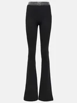 David Koma Crystal-embellished Jersey Flared Pants In Black