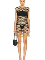 Diotima Deirdre Two-toned Beaded Mini Dress In Black-gold