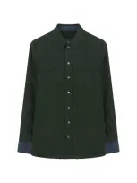 Serena Bute Matte Satin Utility Shirt - Forest Green In Black