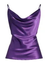 Emma & Gaia Woman Top Purple Size 6 Silk, Elastane