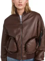 Alpha Industries Reversible Faux Leather Ma-1 Bomber Jacket Chocolate