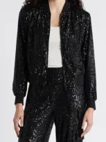 Anne Klein Sequin Bomber Jacket In Anne Black