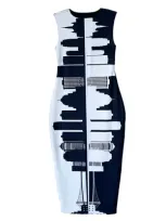 Astouri Women's Black / White Reversible Skyline Pencil Dress In Black/white