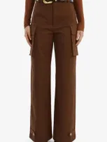 Bardot Tybi High Waist Wide Leg Cargo Pants In Chocolate