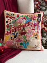 Catstudio Nutcracker Hand-embroidered Pillow, 20" Square In Brown