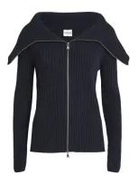 Claudie Pierlot Wool-blend Zip-up Sweater In Blue