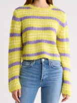 Cotton Emporium Stripe Crop Sweater In Yellow