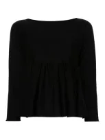 Daniela Gregis Barchetta Wool Knitted Top In Negro