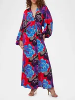 Diane Von Furstenberg Kason Floral-print Blouson-sleeve Maxi Dress In Redemption Rose