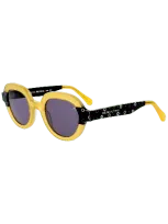 Dolores Promesas Women's Black / Yellow / Orange Mustard Oval Glasses With Circles Print In Black/yellow/orange