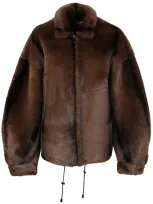 Drhope Woman Fake Fur Jacket In Brown