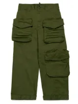 Dsquared2 Kids' Cotton-blend Cargo Trousers In Green