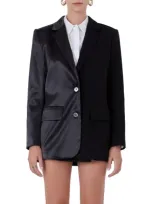 Endless Rose Women's Satin Suit Blazer In Black