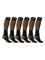 Extreme Fit Pack Of 6 Copper Infused Knee High Socks In Brown