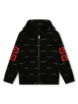 Givenchy Kids' Logo-print Zip-up Hoodie In Black