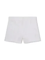 Givenchy Kids' 4g-plaque Distressed-effect Shorts In White