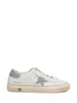 Golden Goose Kids' May Upper Sneaker In Optic White/silver