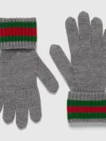 Gucci Kids' Wool Gloves In Grey