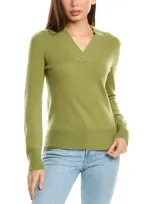 Incashmere Cross Neck Cashmere Sweater In Green