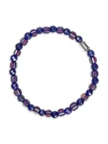 Jean Claude Men's Sterling Silver, Lapis & Glass Beaded Bracelet