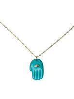 Jean Claude Women's Turquoise & Goldtone Sterling Silver Evil Eye Hamsa Pendant Necklace