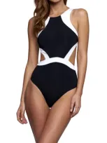 Jets By Jessika Allen High Neck One Piece Swimsuit In Australia Classique In Black