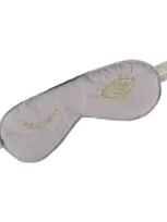 La Cerise Sur Le Gateau Embroidered Cotton Sleep Mask, Poivre Rose In Gray