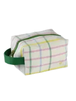 La Cerise Sur Le Gateau Small Water Resistant Cotton Wash Bag, Fair Play Check In Brown