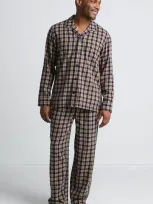 Lands' End Flannel Pajama Set In Radiant Navy/khaki Plaid