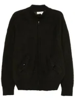 Laneus Brushed-effect Cardigan In Black