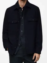 Mango Workwear Wool Blend Overshirt In Dark Navy