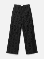 Masu Flower Hole Sweat Pants In Black