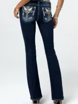 Miss Me Lana Cross Bootcut Jeans In Dark Wash