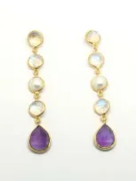 Nekewlam Earrings Adhira Flamboyant Gemstone Earrings In Purple