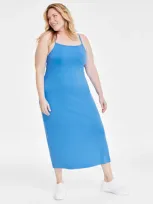 On 34th Trendy Plus Size Ribbed Midi Dress, Created For Macy's In Regatta