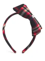 Patachou Kids' Tartan Bow Headband In Gray