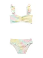 Pq Kids' Little Girl's & Girl's 2-piece Tie Dye Swim Set In Yellow Multi