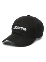 Rabanne Embroidered-logo Cotton Cap In Black