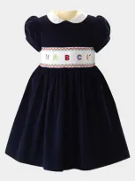 Rachel Riley Kids' Girl's Abc Smocked Dress In Navy