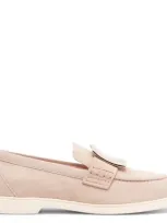 Roger Vivier Viv Rangers Beige Suede Loafers In Nude