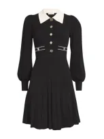 Sandro Collared Mini Dress In Black