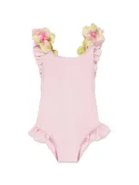 Seliniaction Kids' Floral-appliqué Swimsuit In Pink