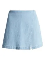 Something New Alex Denim Wrap Miniskort In Light Blue Denim