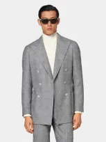 Suitsupply Light Grey Checked Tailored Fit Havana Suit In Gray