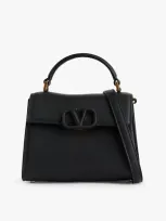 Valentino Garavani Womens Nero Mini Top-handle Logo Leather Crossbody Bag